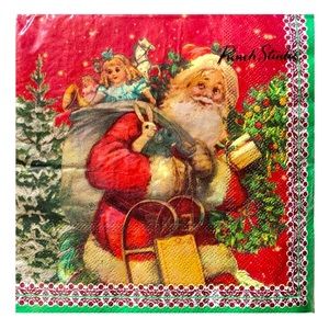 Punch Studio Jolly Santa Christmas Cocktail Beverage Napkins (62220), 40 ct